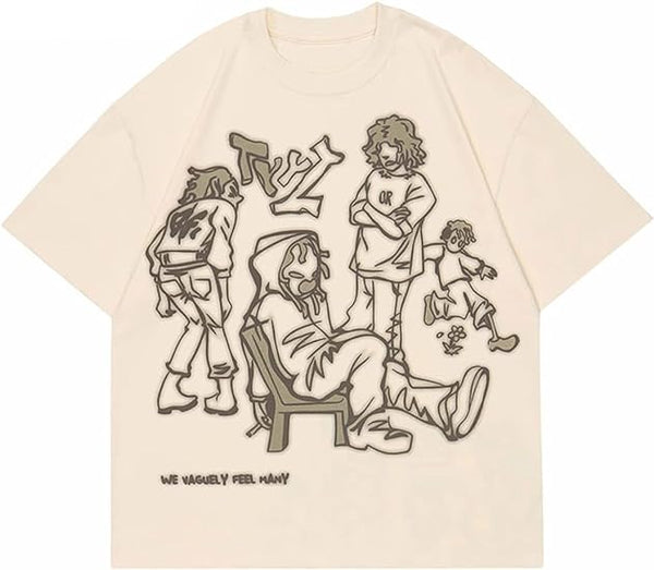 Graphic Oversize Shirt Unisex Streetwear Casual Tunic Tops Loose Fit Summer Tee Shirts Cotton Tshirts