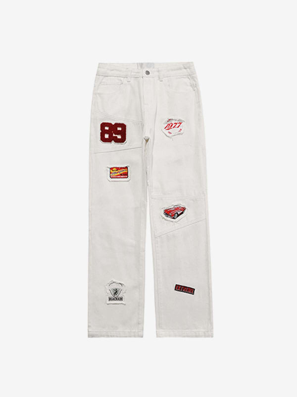 Embroidered Racing Jean - laixton