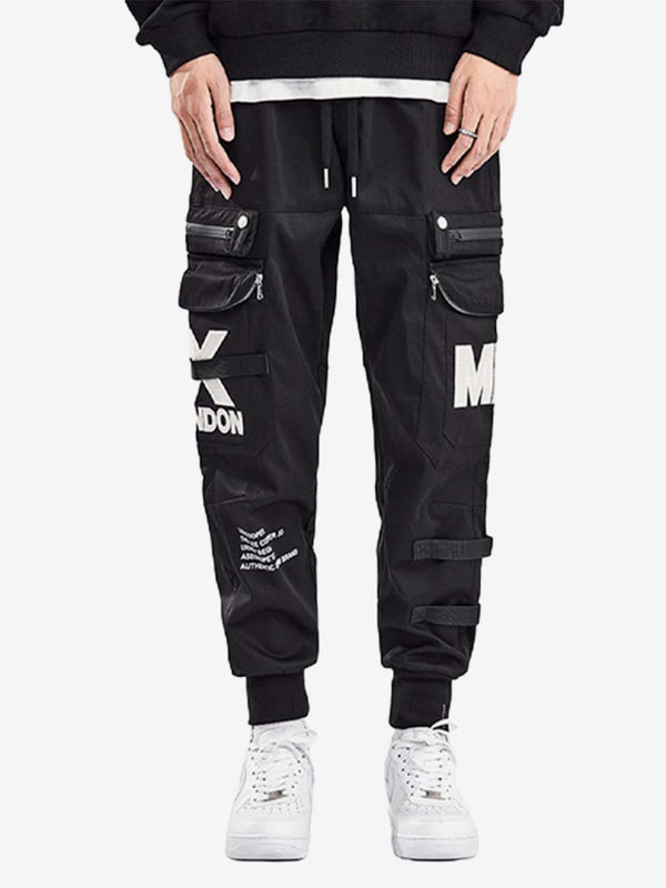 Letter Print Casual Cargo Pants - laixton