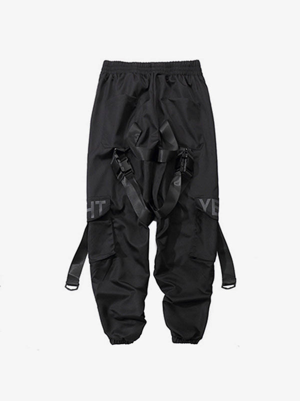 Letters Outdoor Fashion Casual Strapped Cargo Pants - laixton