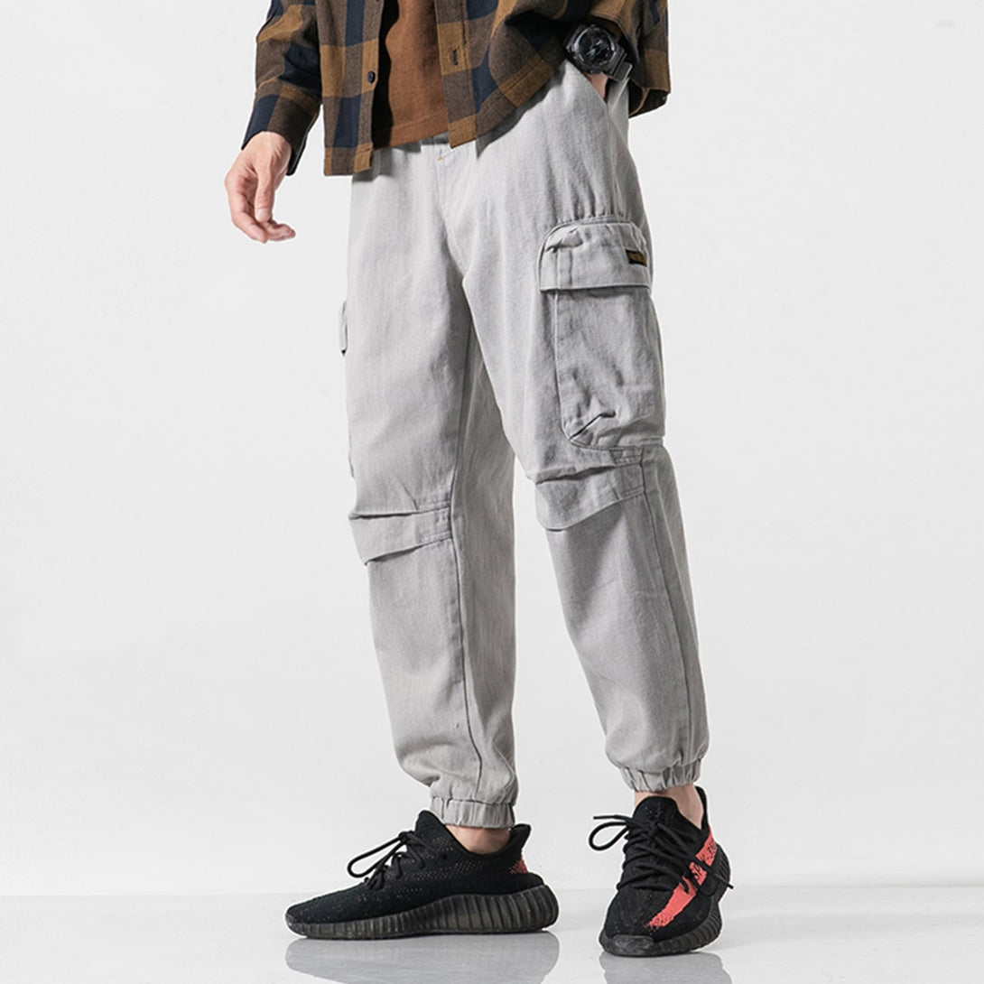Straight Side Pocket Drawstring Cargo Pants - laixton