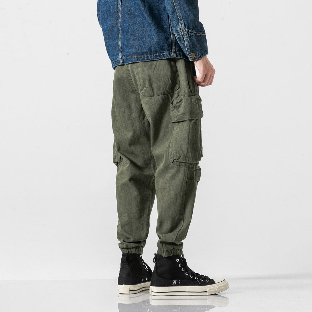 Straight Side Pocket Drawstring Cargo Pants - laixton