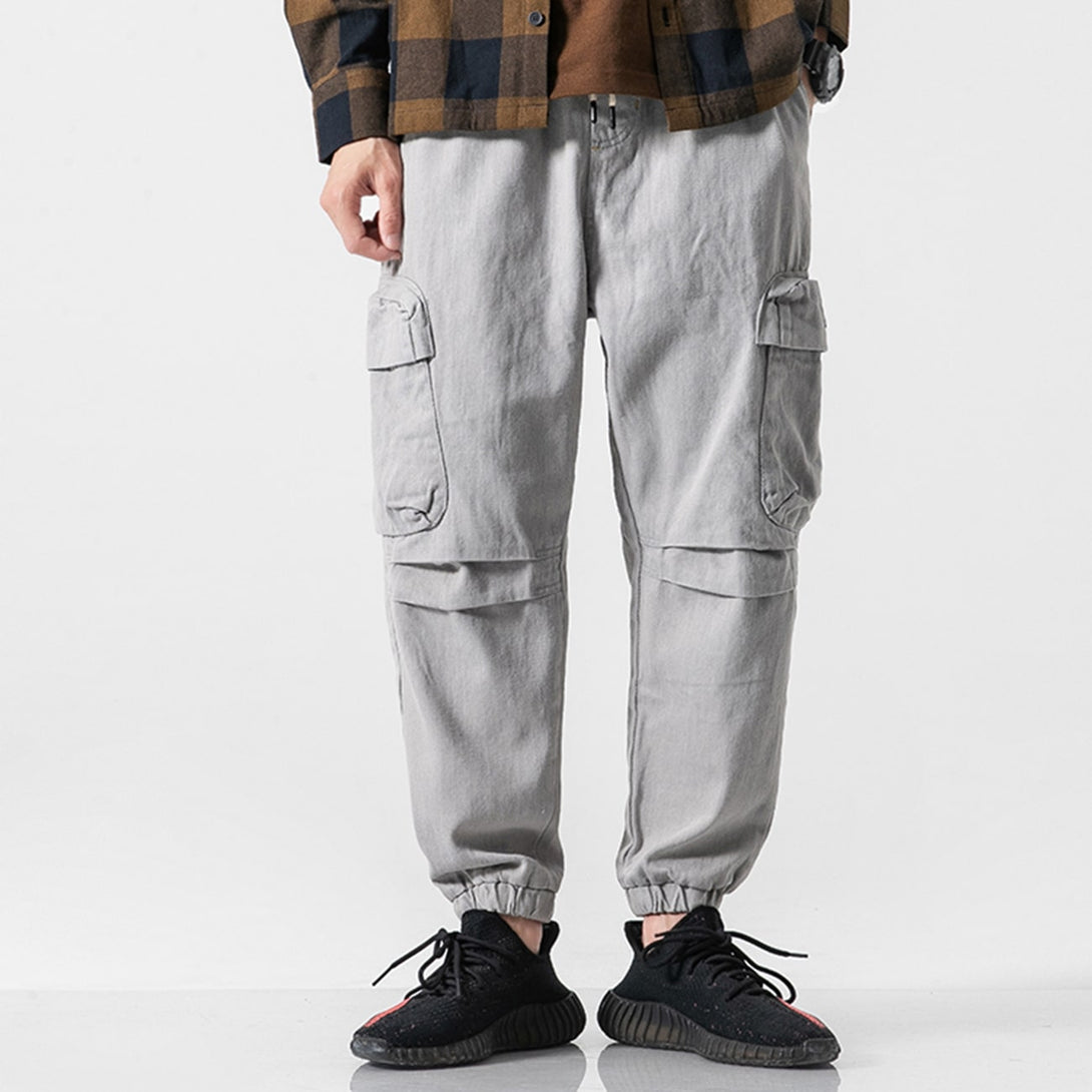 Straight Side Pocket Drawstring Cargo Pants - laixton