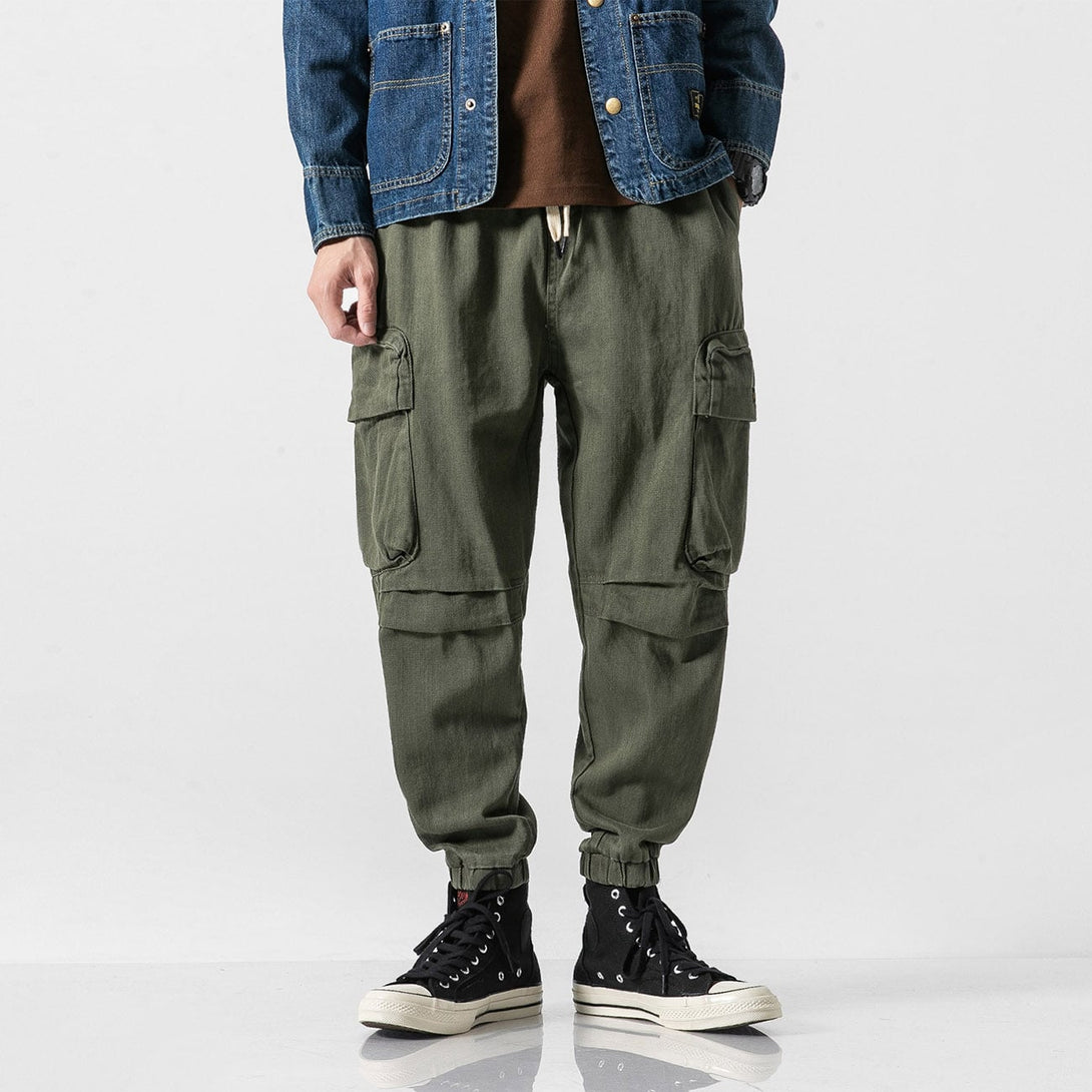 Straight Side Pocket Drawstring Cargo Pants - laixton