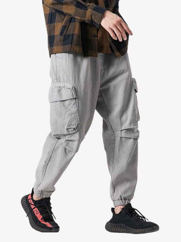 Straight Side Pocket Drawstring Cargo Pants - laixton