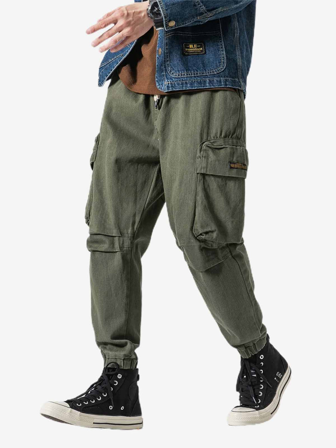 Straight Side Pocket Drawstring Cargo Pants - laixton