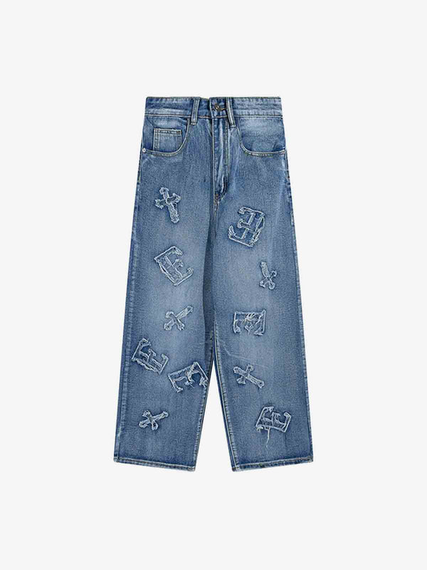 Vintage Letter Embroidery Jean - laixton