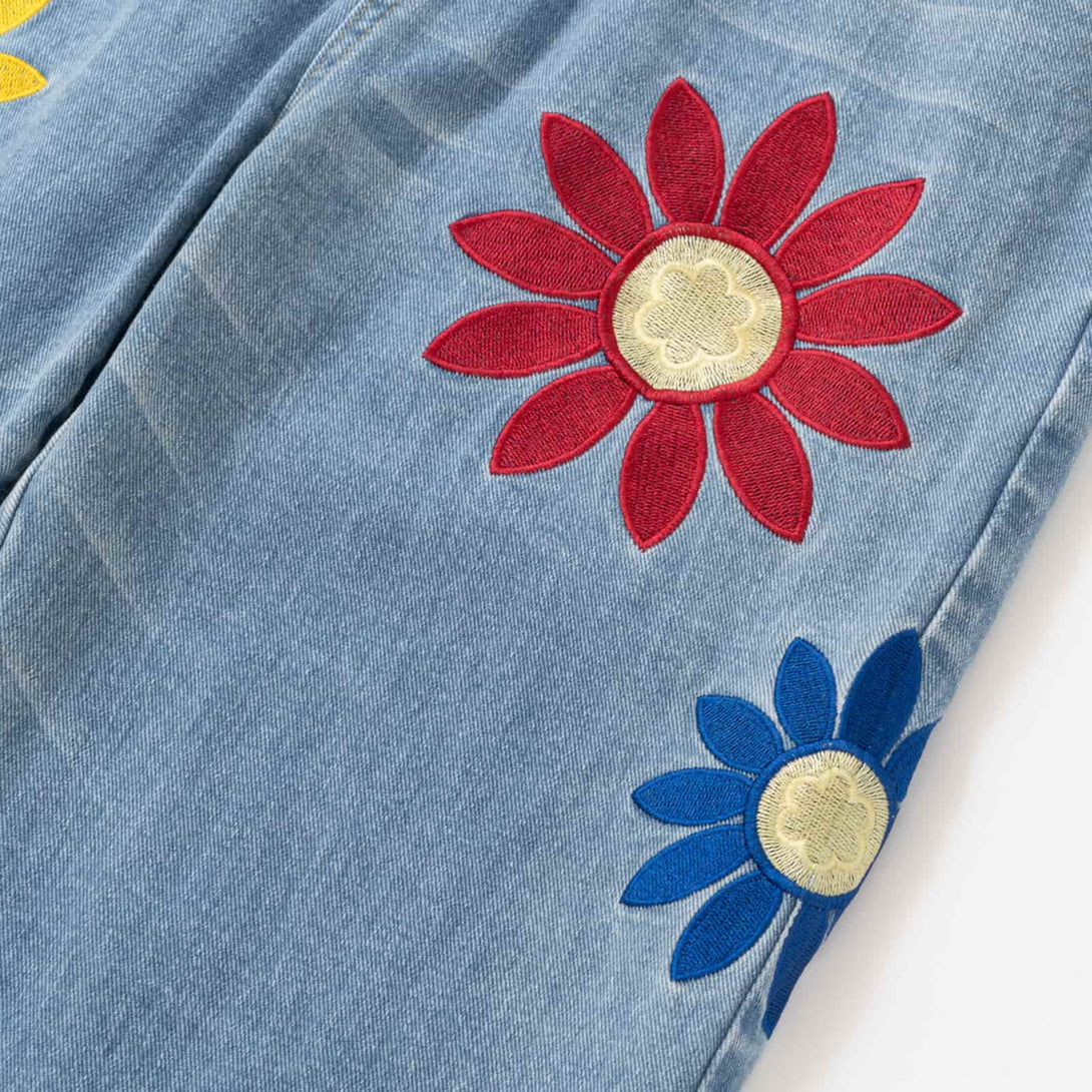 Retro Small Flower Jean - laixton