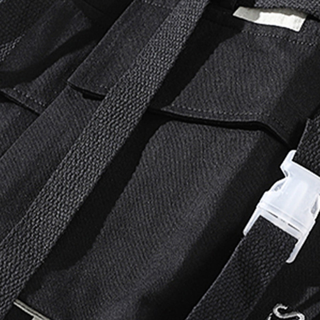 Black And White Patchwork Drawstring Cargo Pants - laixton