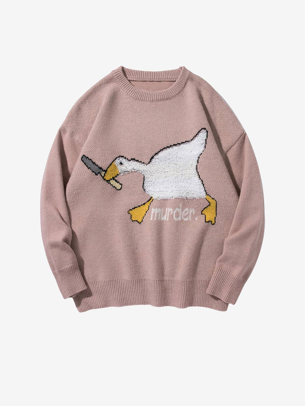 Goose Pattern Knitted Ugly Sweater - laixton