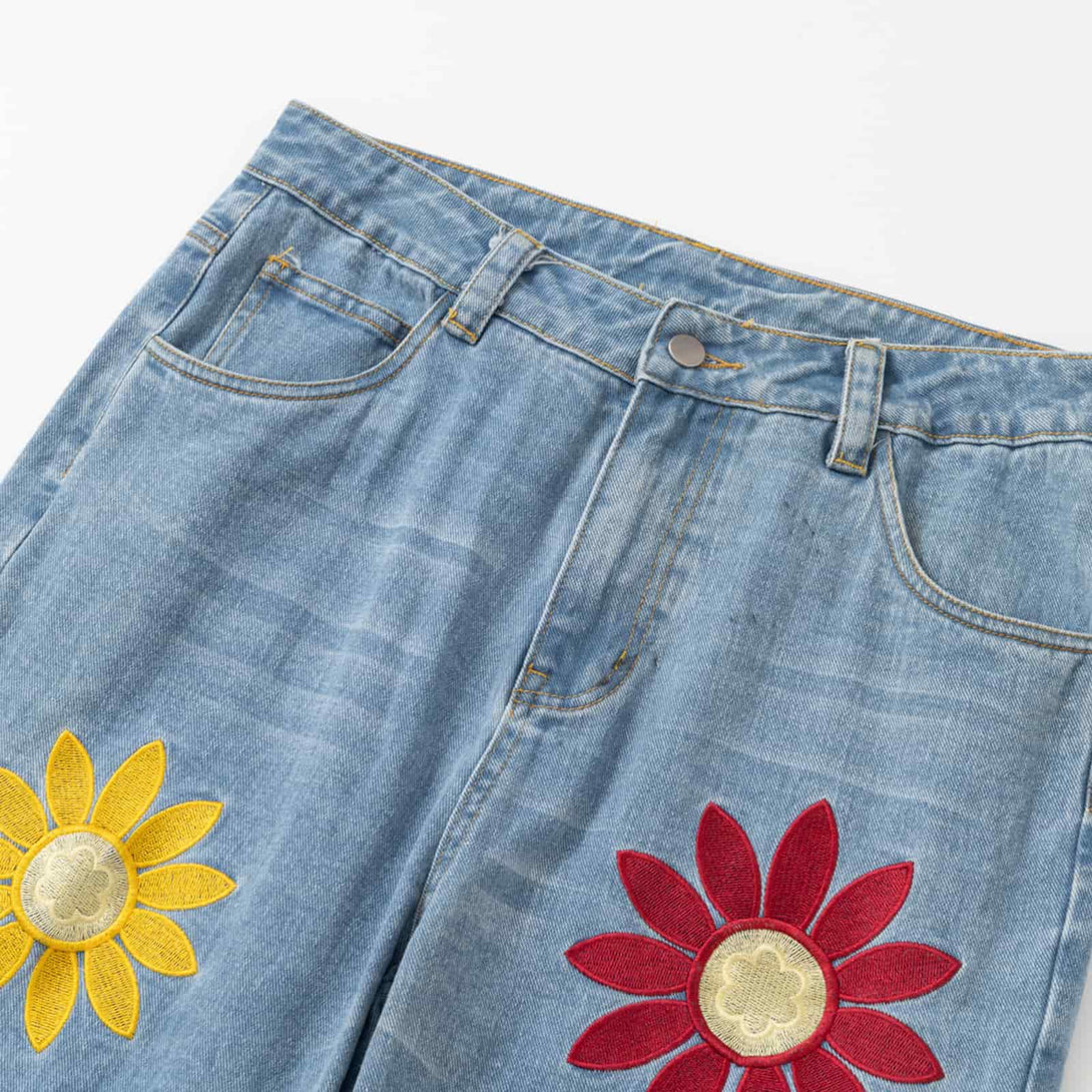 Retro Small Flower Jean - laixton