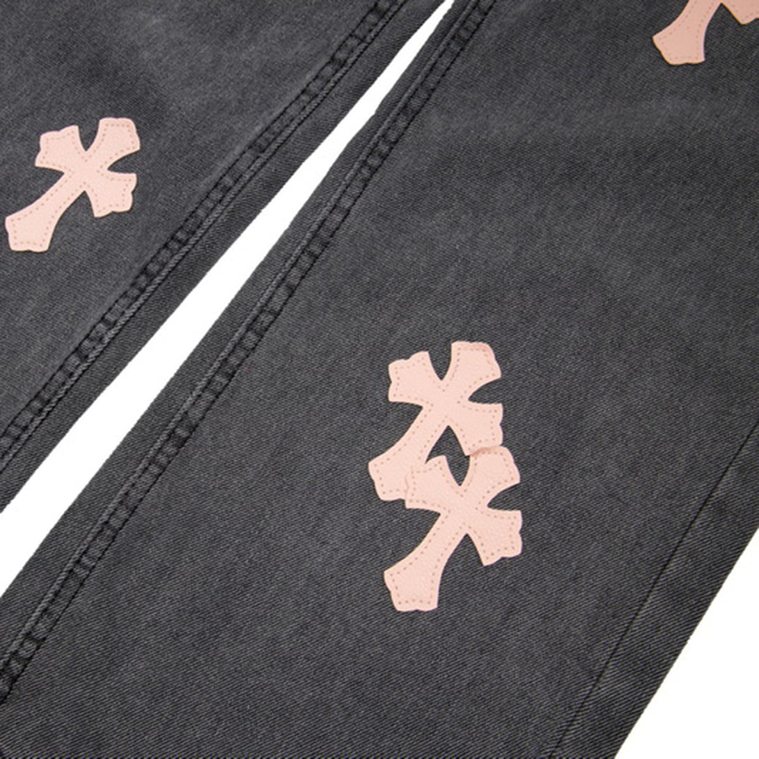 Washed And Printed Patterned Jean - laixton