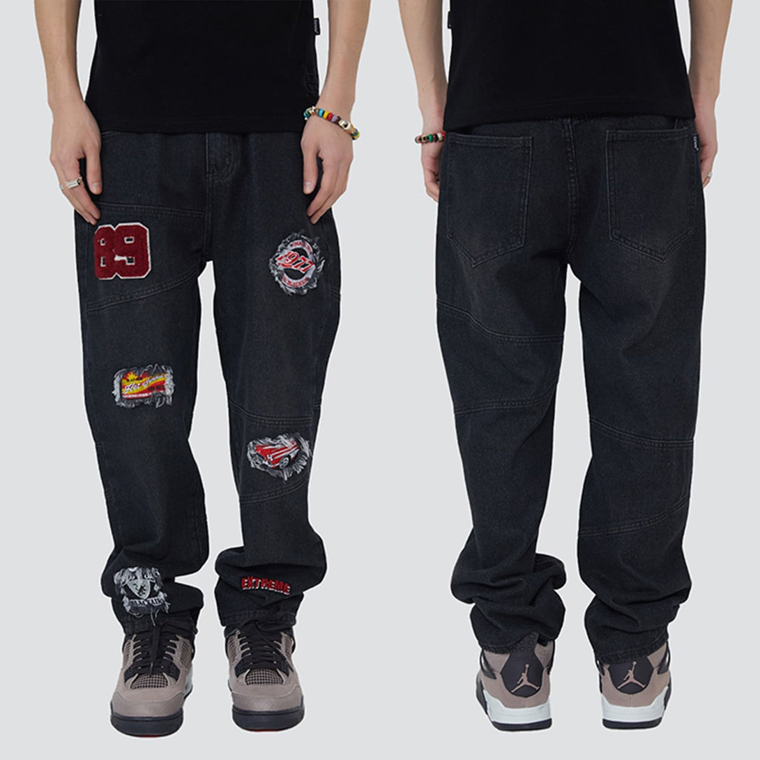 Embroidered Racing Jean - laixton