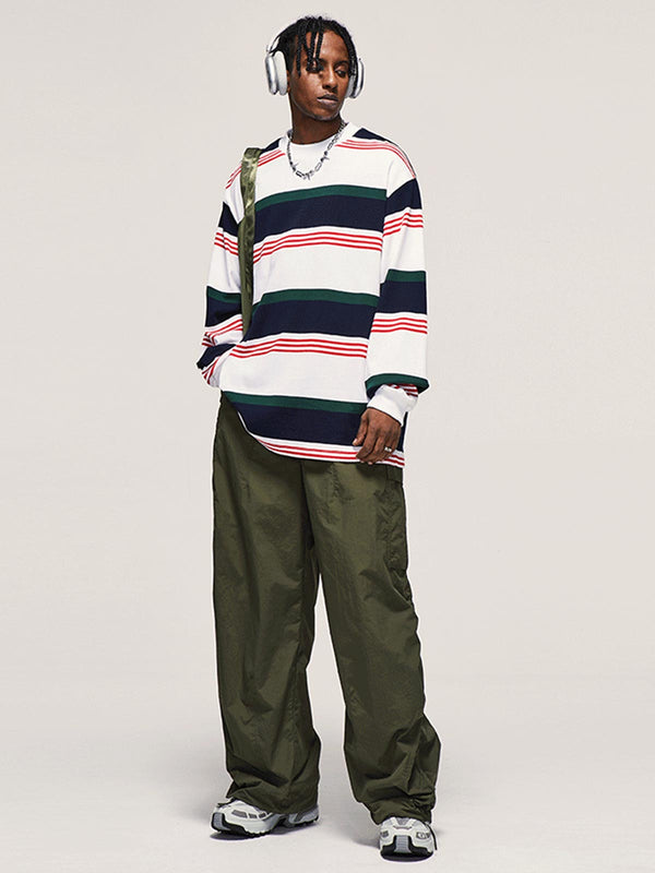 Loose Stripe Splicing Sweatshirt