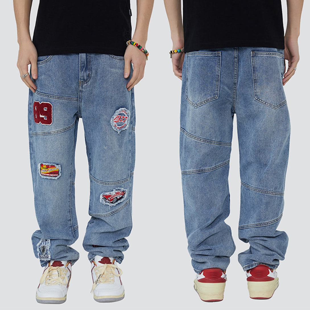 Embroidered Racing Jean - laixton