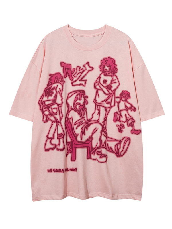 Laixton Line Character Cartoon Graphic Tee