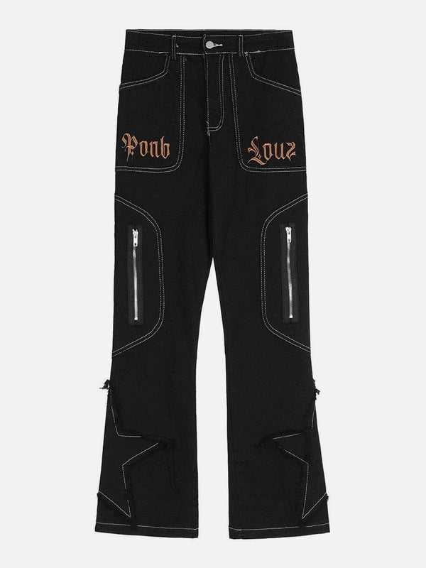 Laixton Tassel Star Zipper Pants - laixton