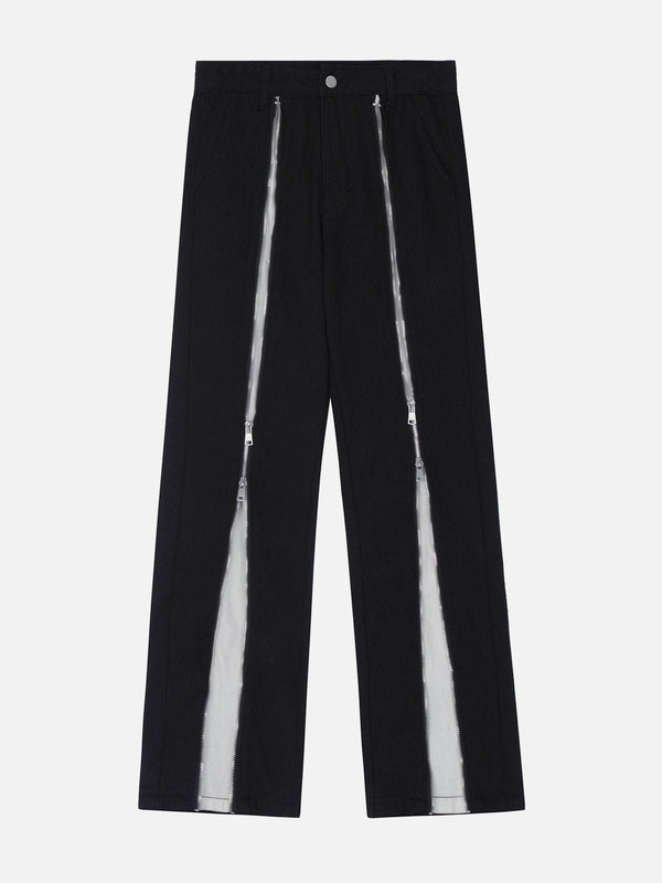 Laixton Vintage Zipper Embellished Pants - laixton
