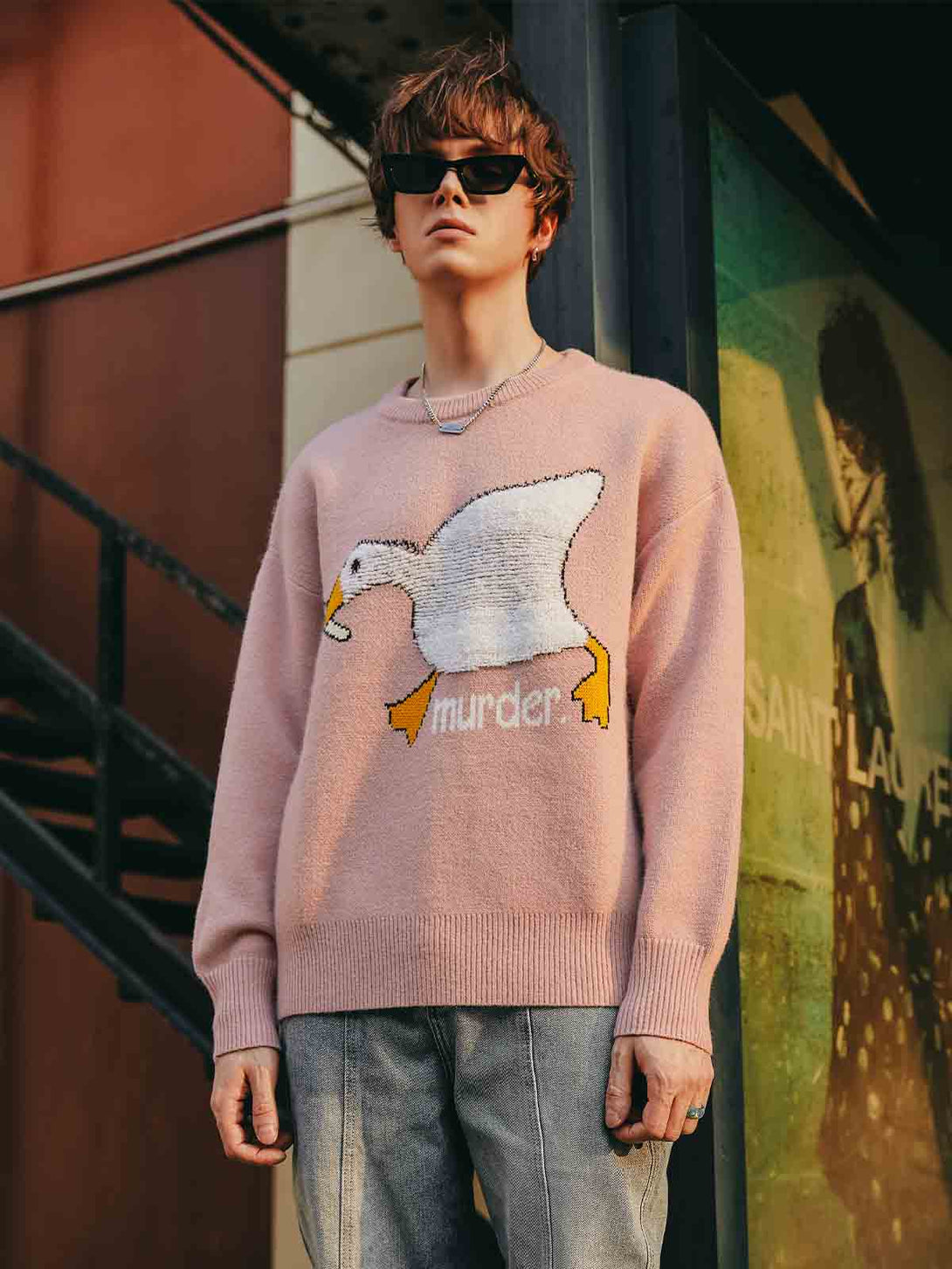 Goose Pattern Knitted Ugly Sweater - laixton